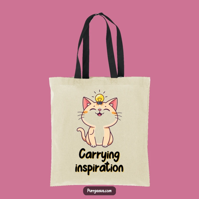 Funny Tote Bag: Bright Idea Cat, Stylish & Humorous Carryall