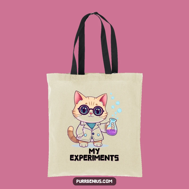 Funny Scientist Cat Tote Bag: Carry Your Books and Brews with This Hilarious Feline Accessory