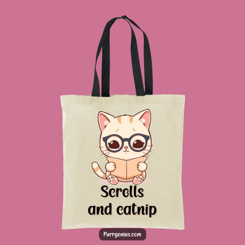 Funny Kawaii Cat Scholar Tote Bag: Carry Your Knowledge in Style